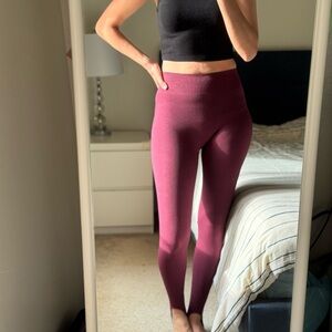 Trendyol Plum Ribbed Leggings | High Waist | Stirrup Detail | Size XS/S